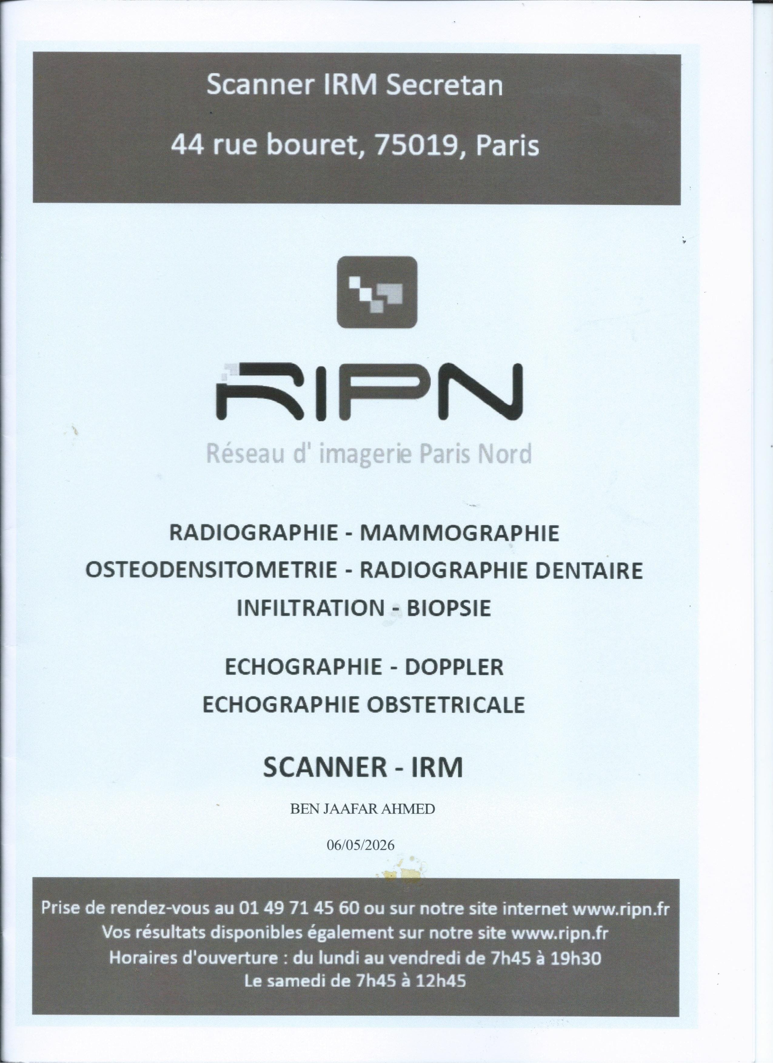 SCAN de la cheville droite